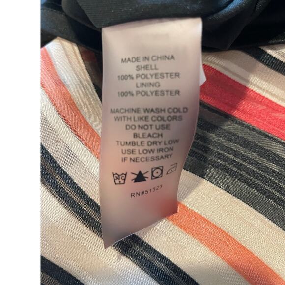 Vince Camuto Top Blouse Striped Long Sleeves Sz 1X Lined Orange Black Beige - Picture 6 of 11